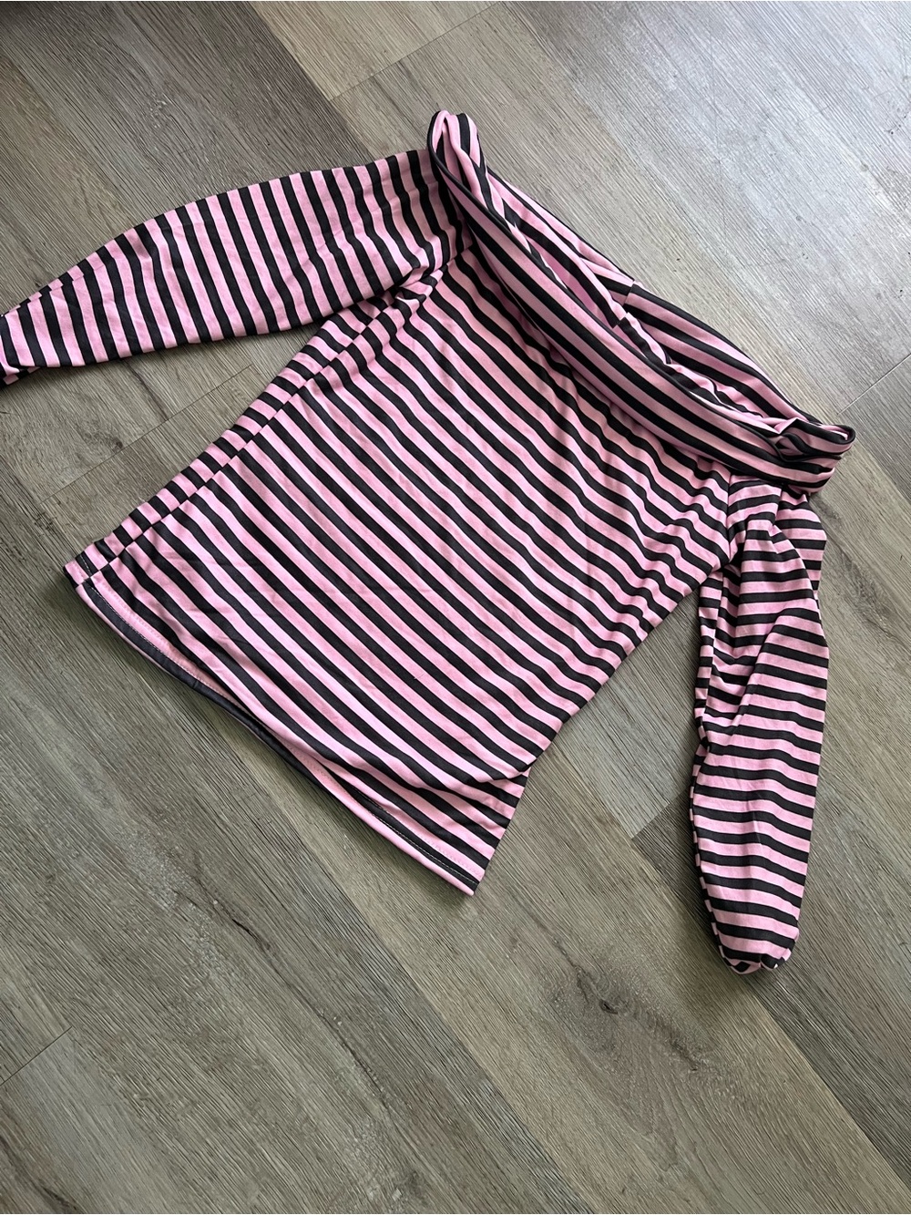 J for Justify Pink & Black Striped Off-Shoulder Long Sleeve Top
